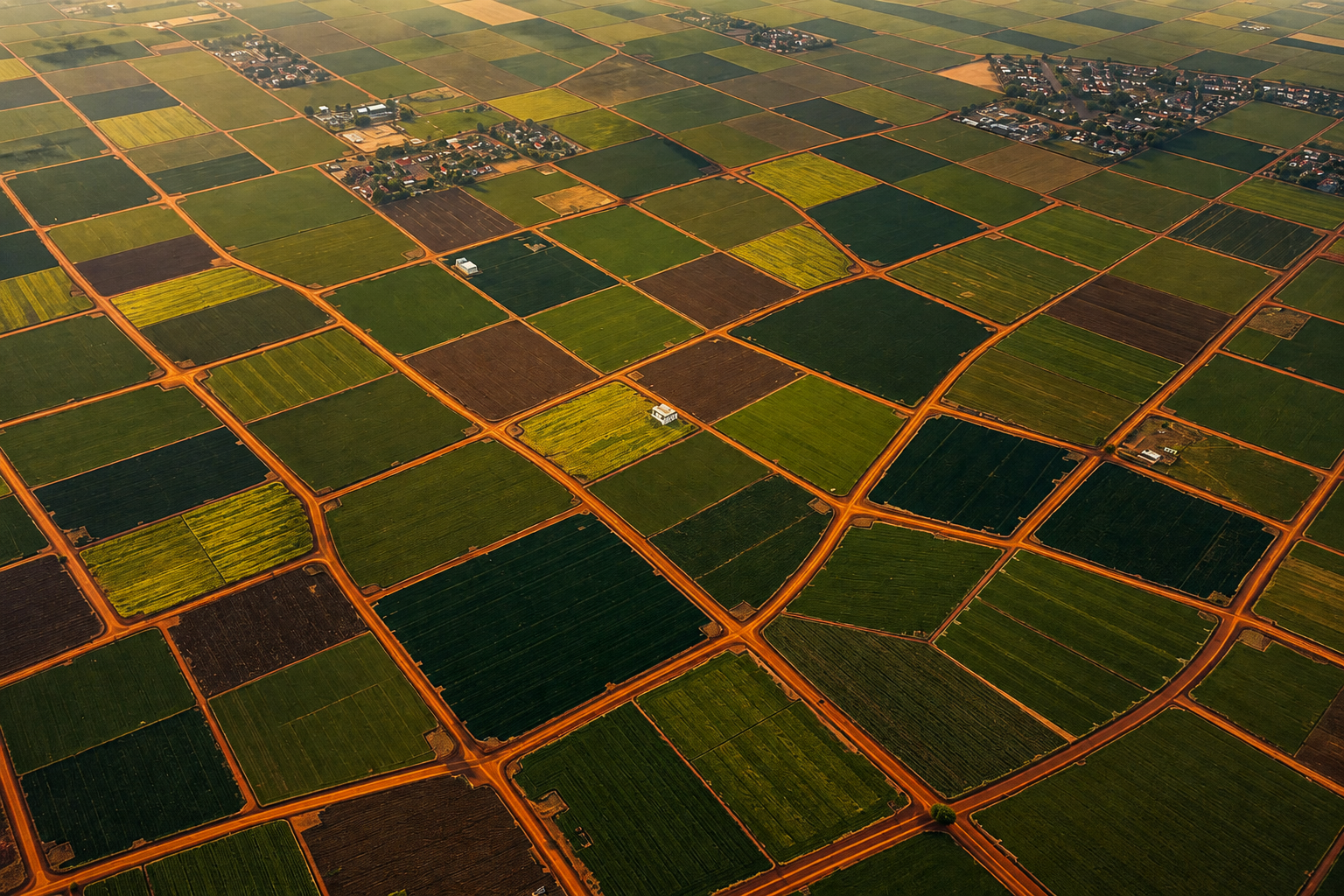 Aerial land intelligence view of African farmland and parcels